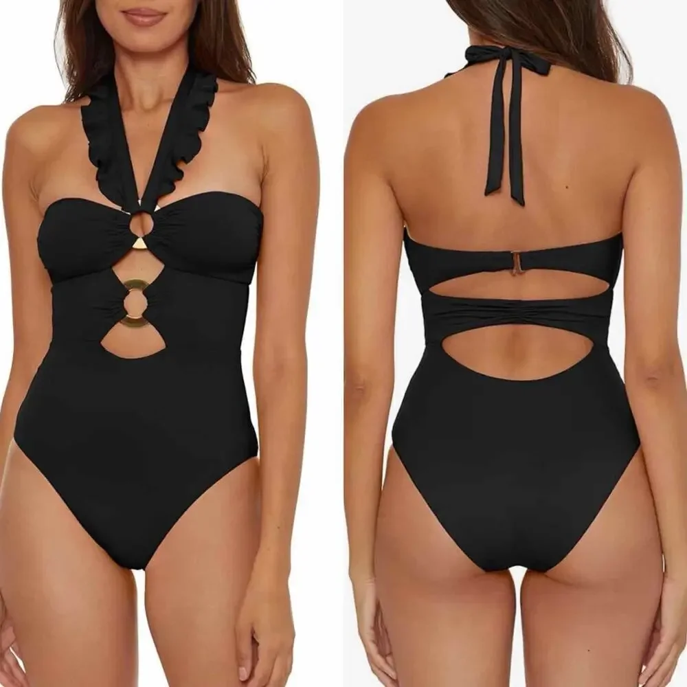 Soluna Swim Standard Buckle Up One Piece Bandeau Swimsuit Size XL
